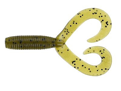 4" Double Tail Grubs (297) Green Pumpkin Black Flk