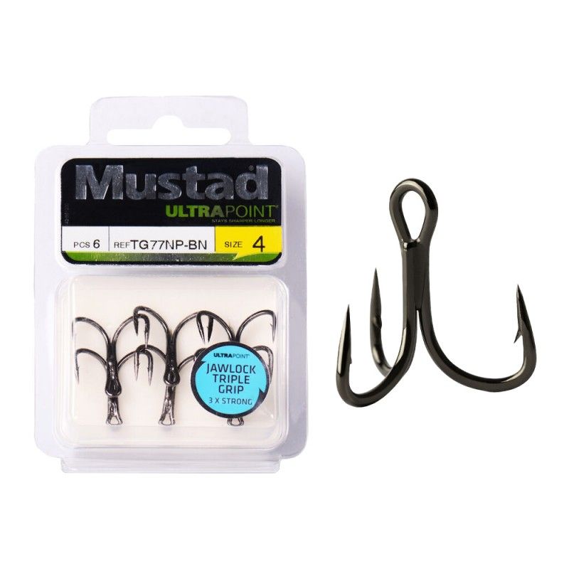 NP MUSTAD IN-LINE TREBLE HOOKS