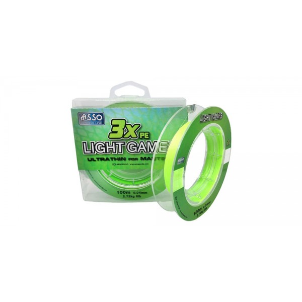 ASSO 3xPE L.GAME ST SPOOL 100M FL GREEN-62 3X20DEN 0,02M