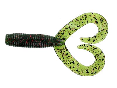 4" Double Tail Grubs (208)  Watermelon Black & Red Flk