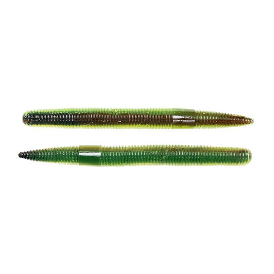 4" STICK WORM- Brown / Chartreuse